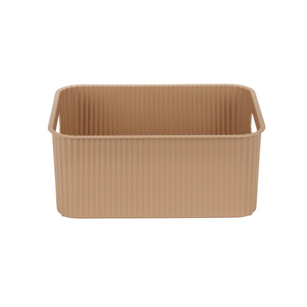 Panière de rangement 10L rectangulaire plastique marron 35x26,5xH12,5cm