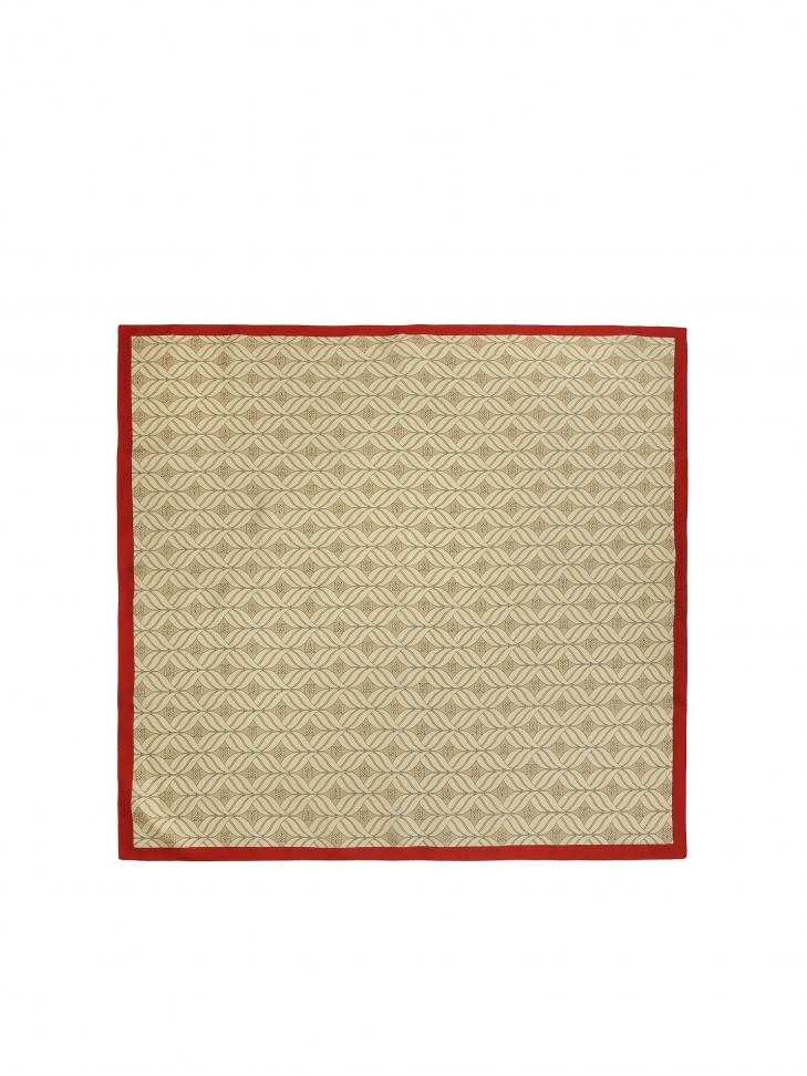 Silk beige scarf with red accent