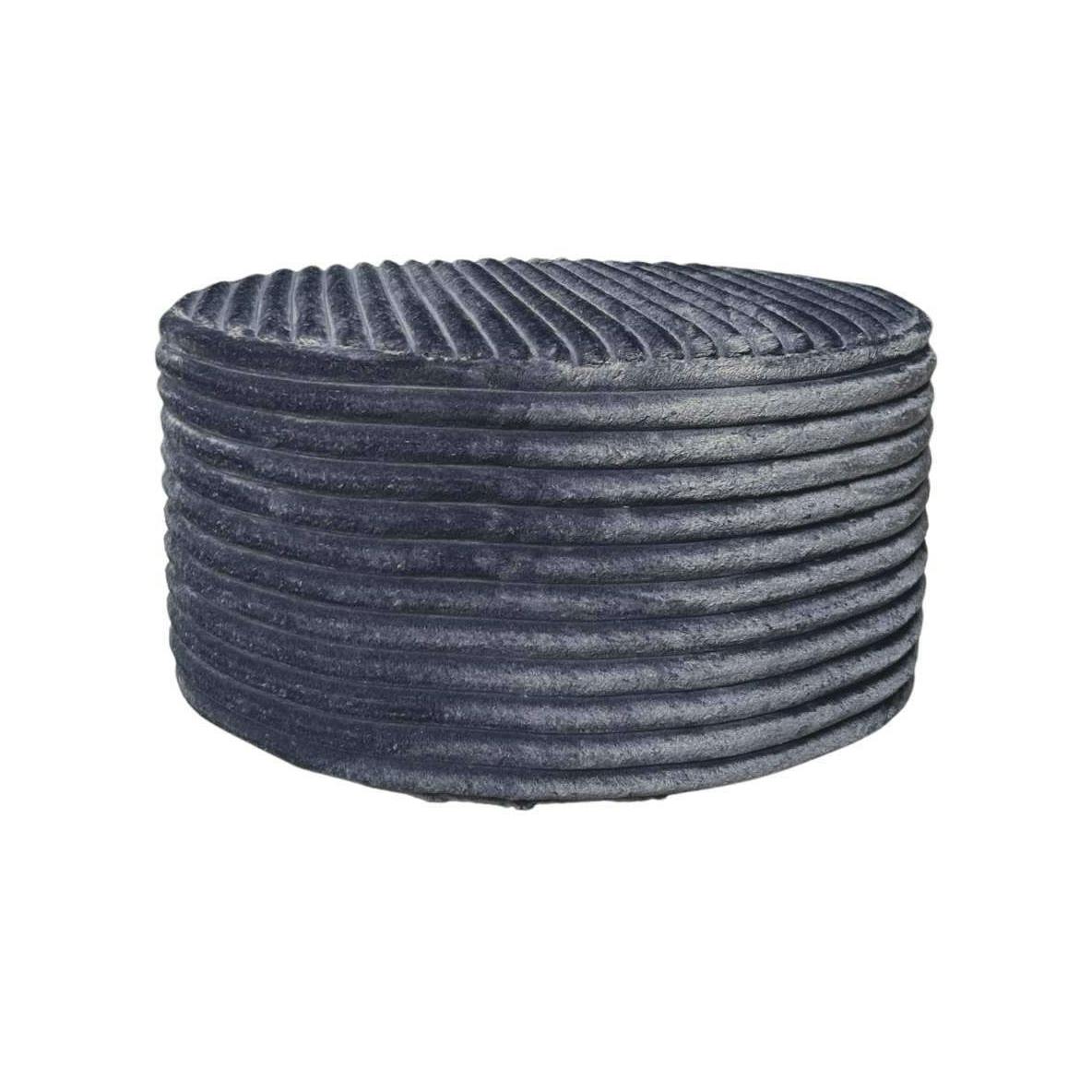 Pouf rond gris en velours côtelé Ø80 cm RIVOLI