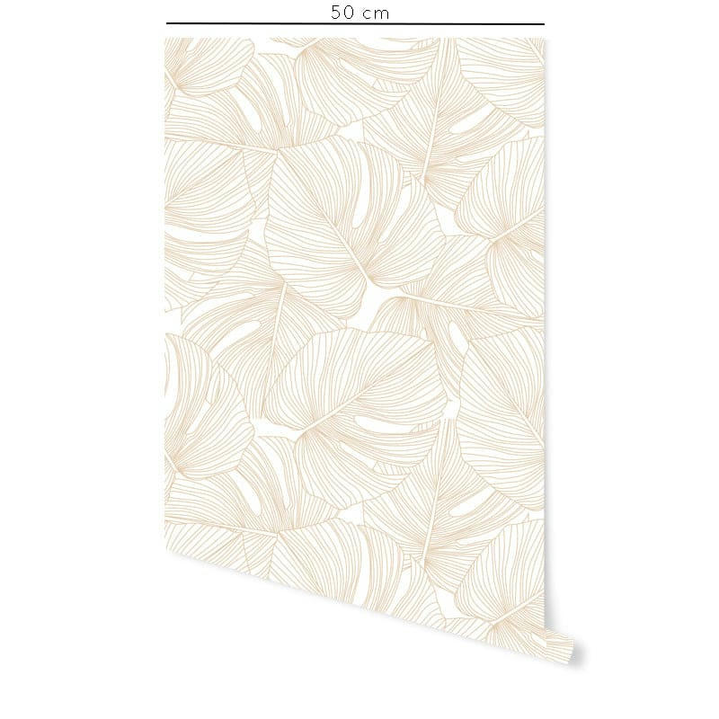 PALMS - Papier peint vinyle adhésif palmiers beige 50x300 cm