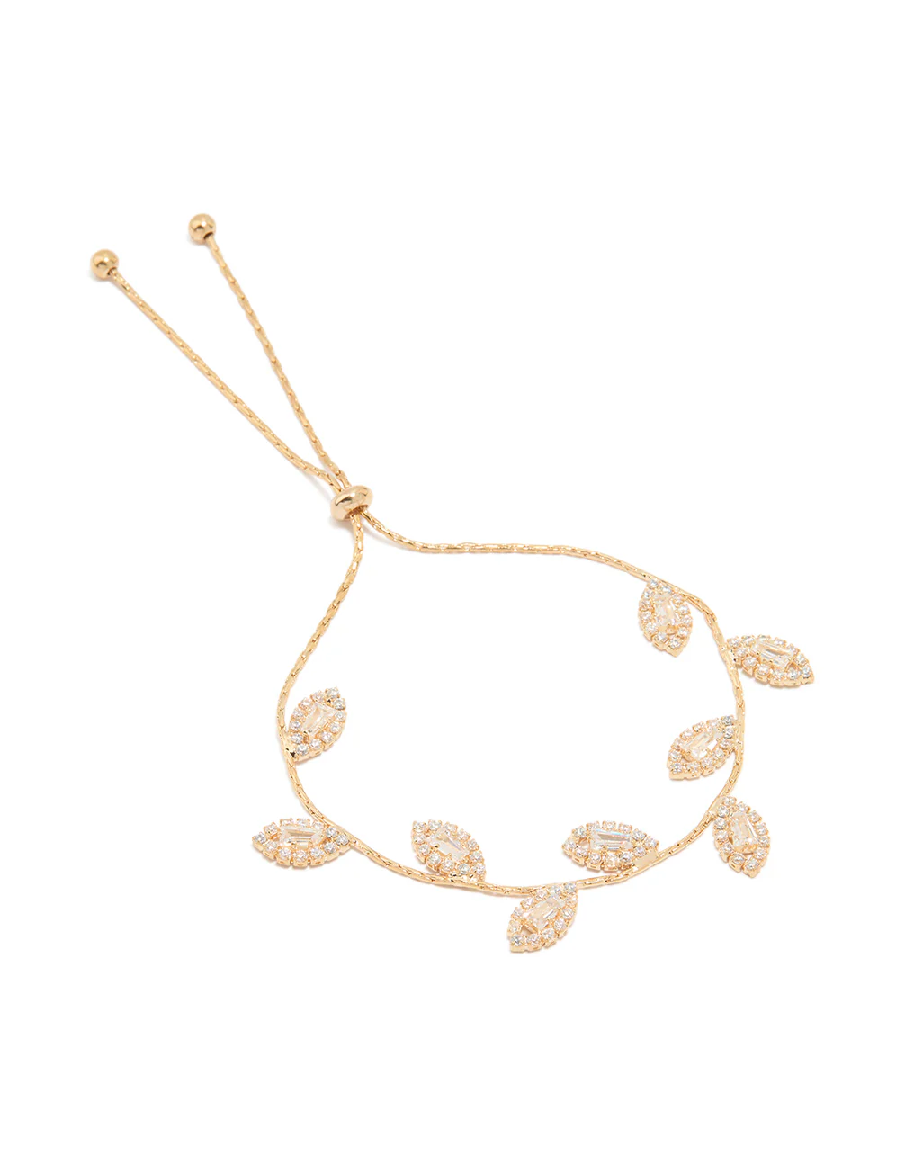 Gold Cubic Zirconia Multi Leaf Toggle Bracelet
