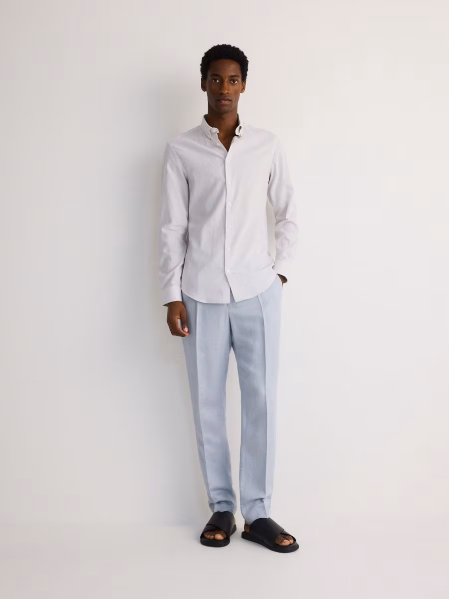 Slim Fit Shirt With Linen Blend
