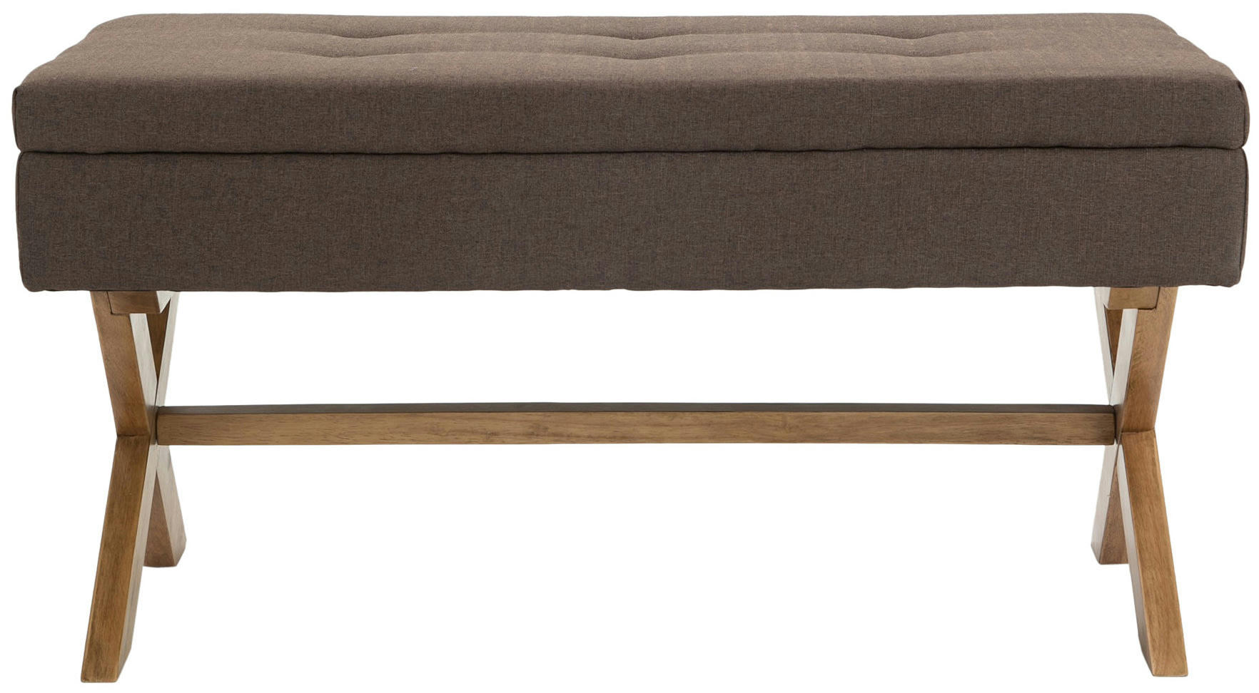 NAMARO - Banquette avec pieds en bois assise en tissu Marron