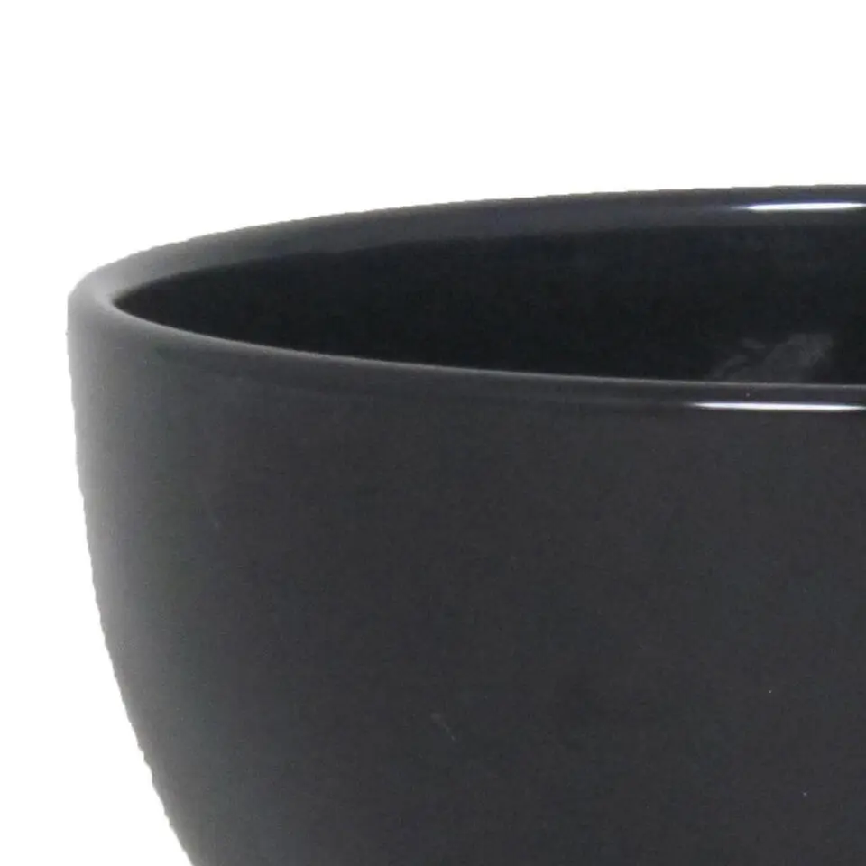 Floran Bloempot - schaal - zwart - glanzend - keramiek - 22 x 9cm