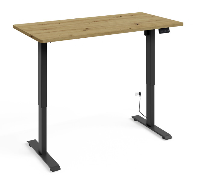 Biurko elektryczne BIMOTION 1S z regulacją 120x65x2,5 cm czarny/dąb artisan