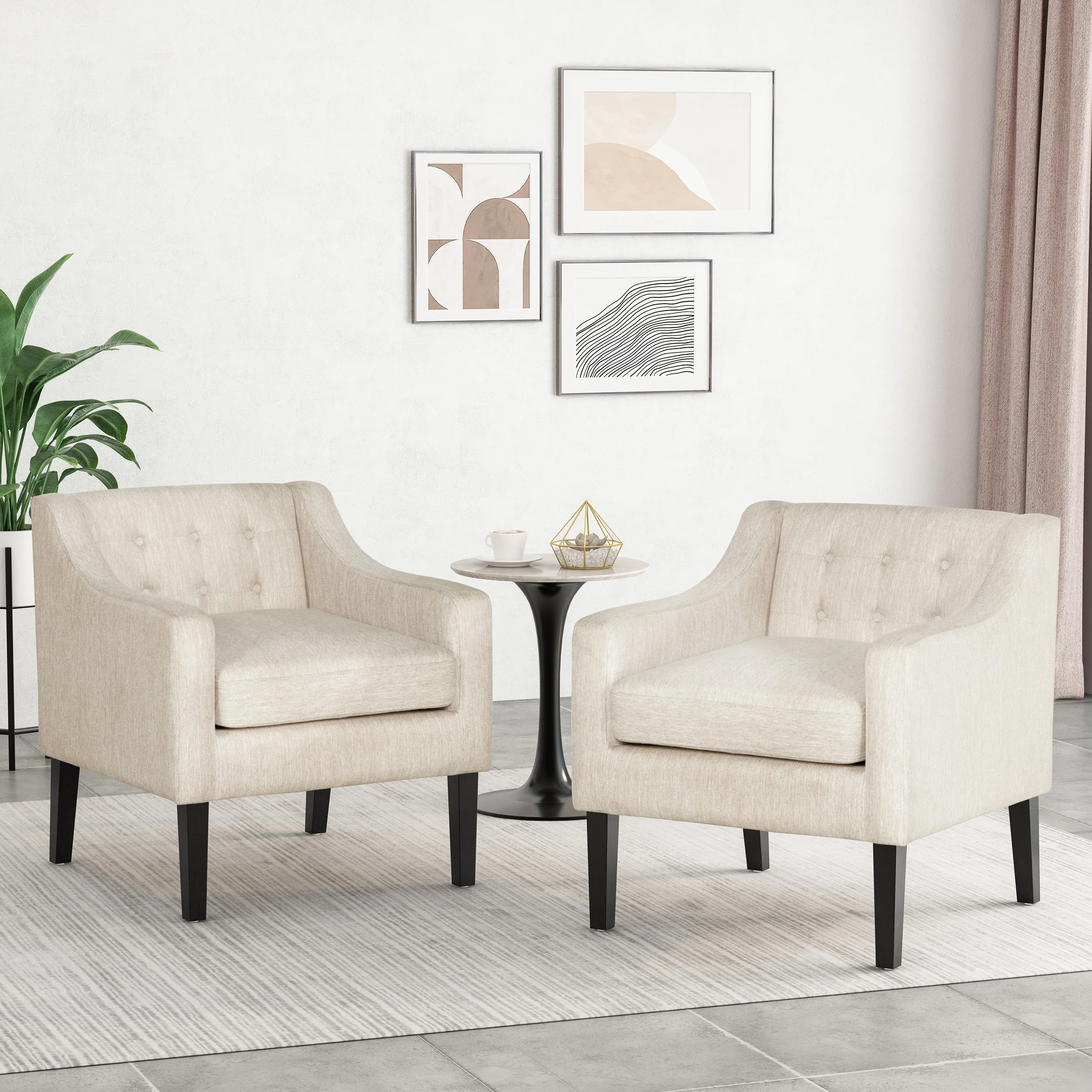 Deanna Upholstered Tufted Accent Chair by Christopher Knight Home (Set of 2)