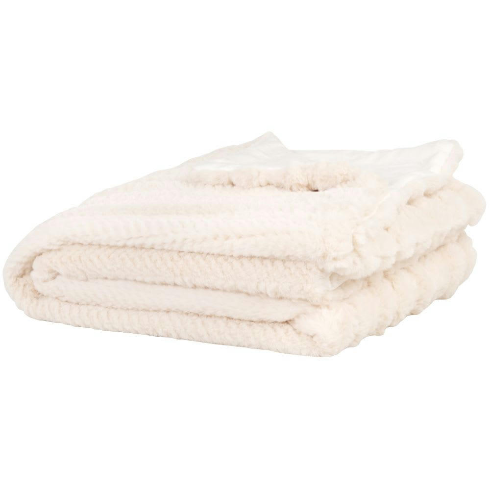 SWAN - Plaid effet fourrure en polyester recyclé beige et écru 150x180