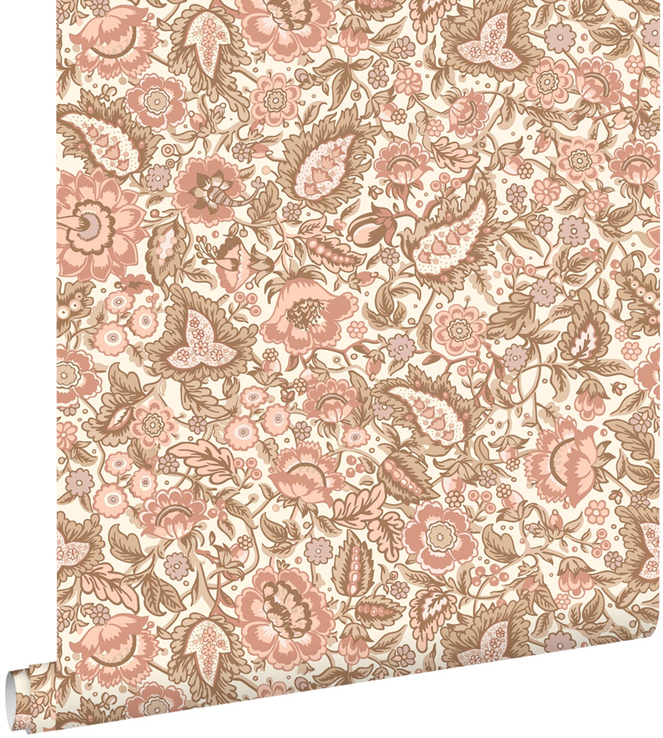 ESTAhome behang vintage bloemen bruin en terracotta roze - 50 x 900 cm - 131496