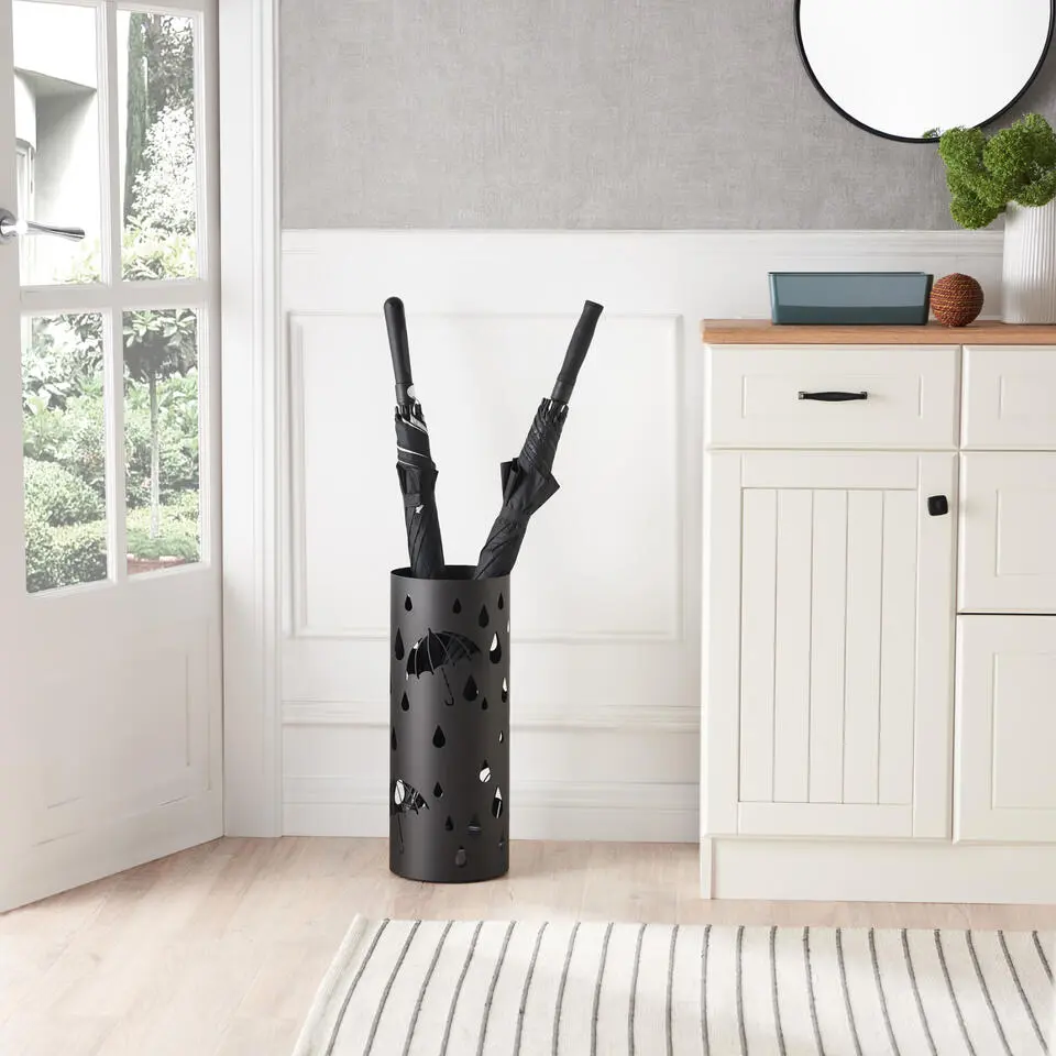 ACAZA Stevige Paraplubak met Ronde Vorm - Metalen Paraplu - Hoogte 49cm - Zwart