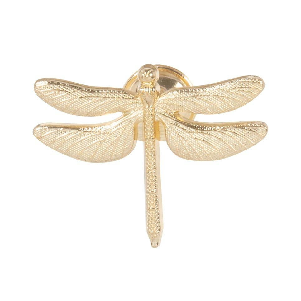 LIBELLULE - Bouton de porte libellule en acier doré