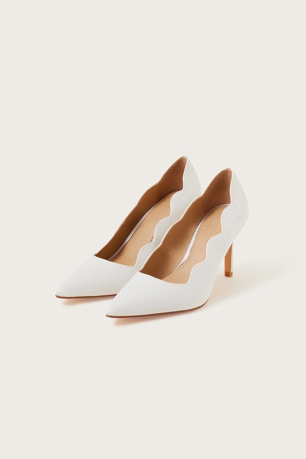 Monsoon Scallop Satin Bridal Court Shoes