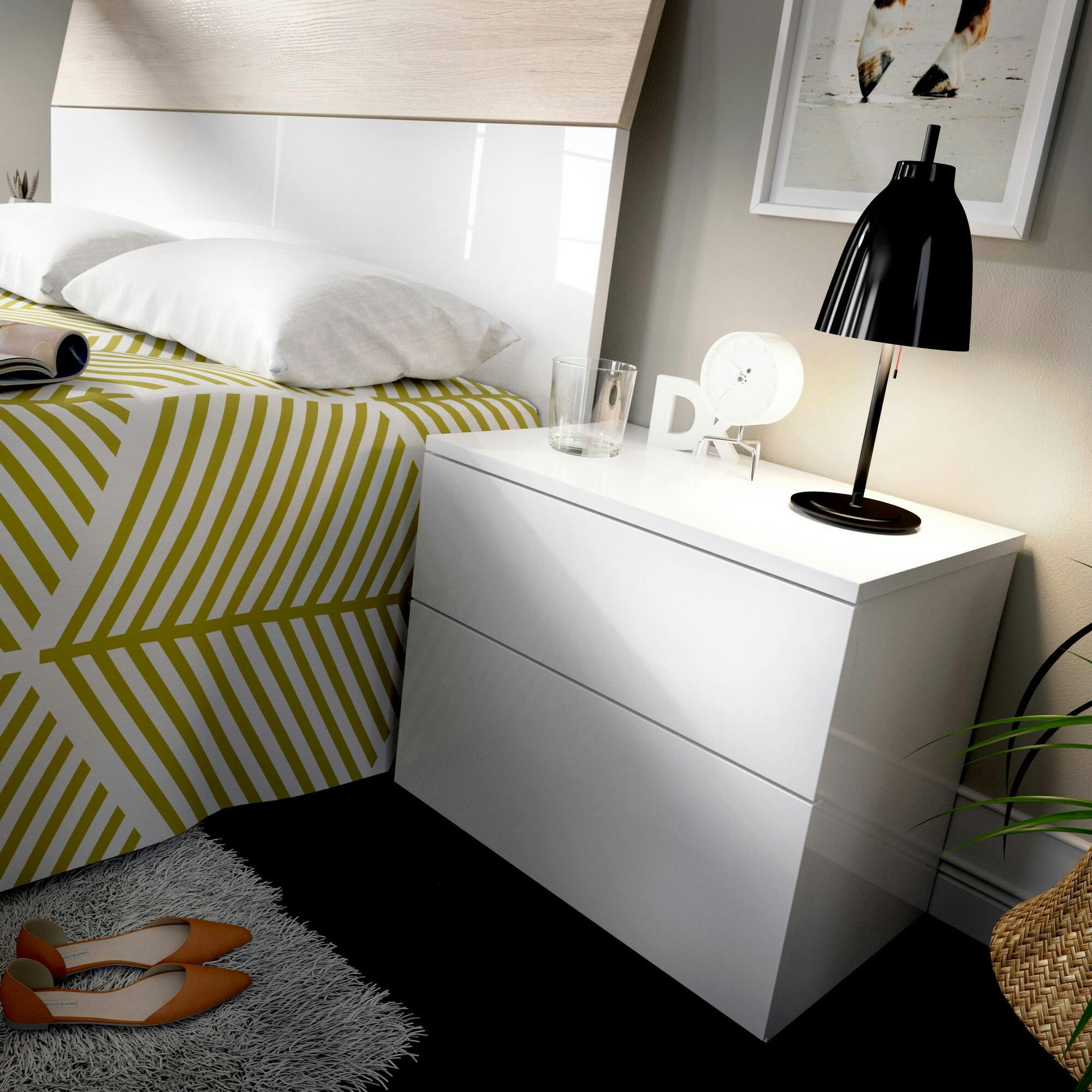 DMAISTR - Meuble de chevet effet bois blanc