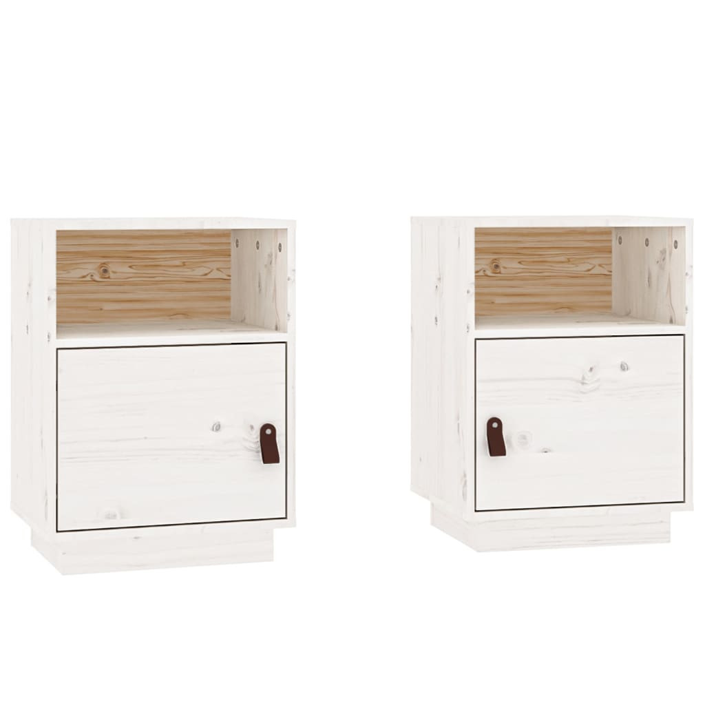 2x Szafka Nocna Stolik Komoda Biała z Drzwiami Do Sypialni 40x34x55 cm