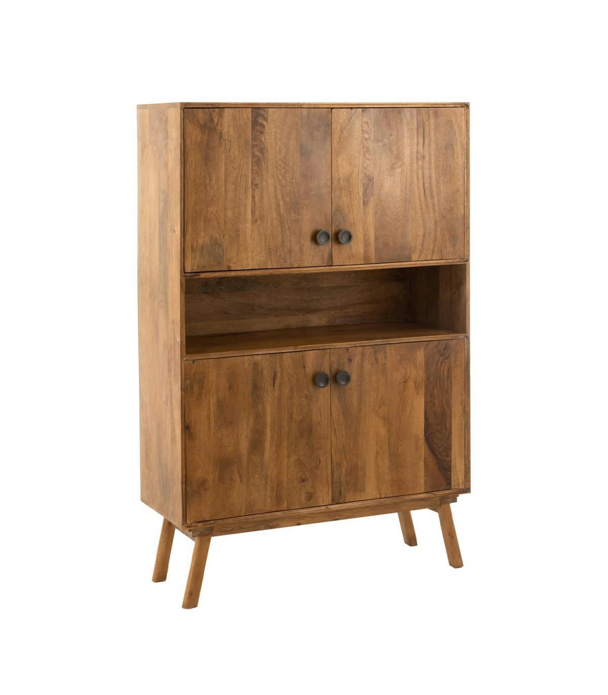 LORA - Armoire Haute en Bois de Manguier avec 4 Portes - L103cm