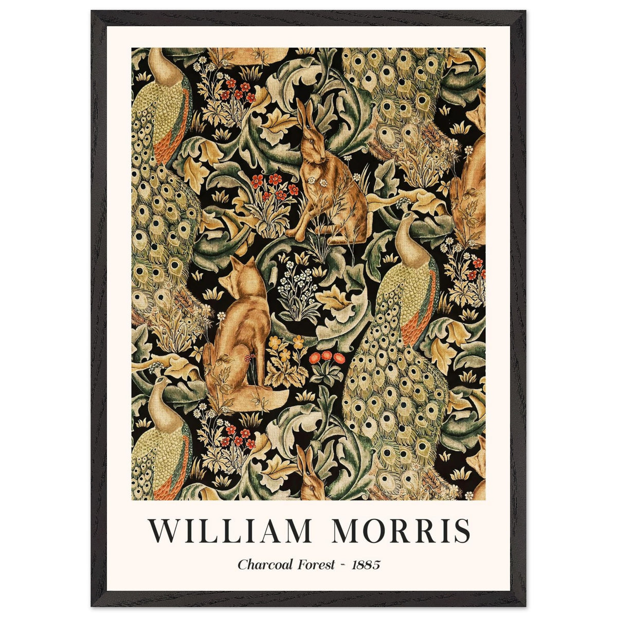 Artfulprints Poster met Lijst William Morris - Charcoal forrest  - 50x70 cm - Donkergroen