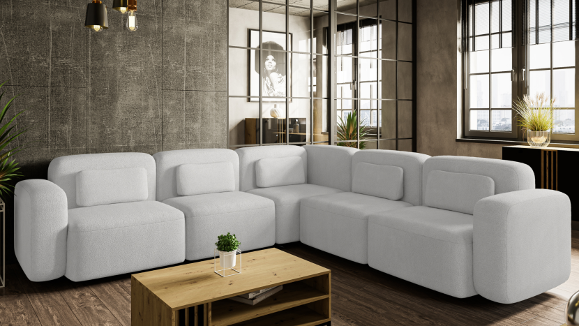 Modułowy narożnik do salonu ORCHID XL biały duża rogówka nierozkładana