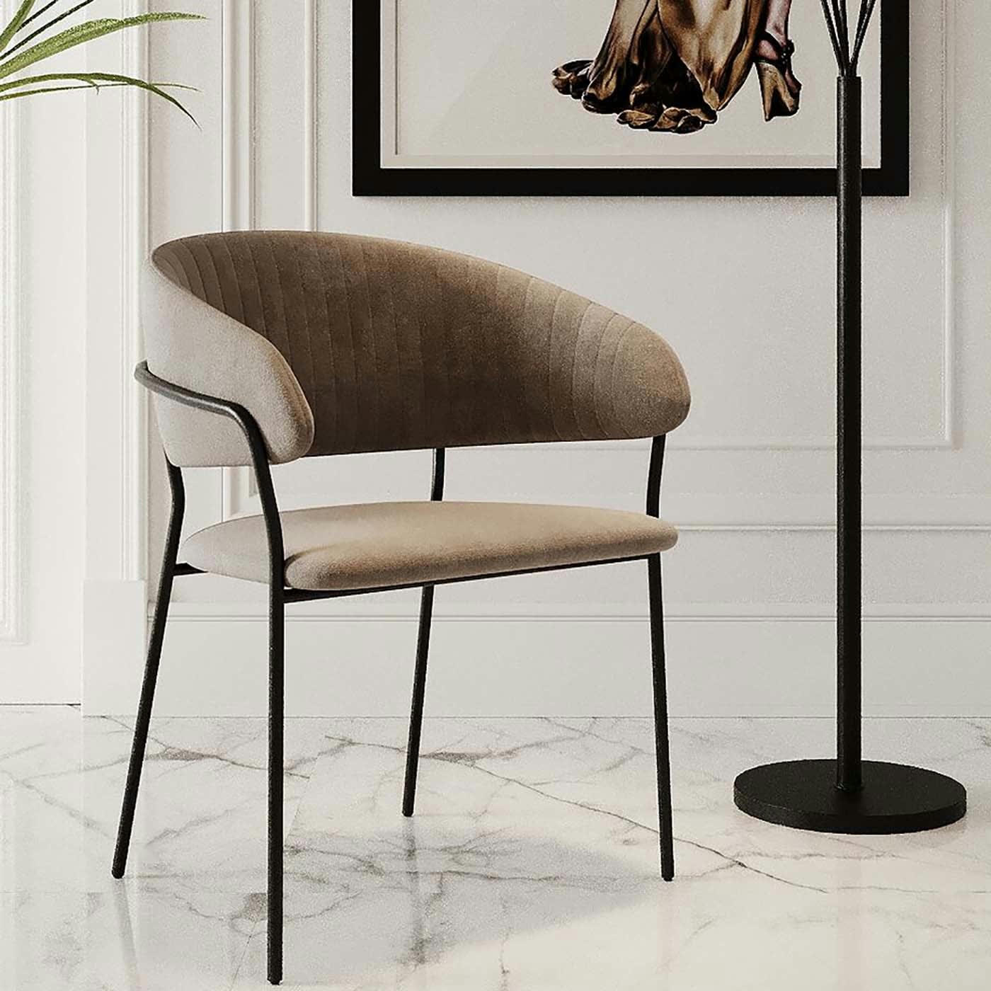 BELLE - Chaise avec accoudoirs Belle velours marron Kare Design