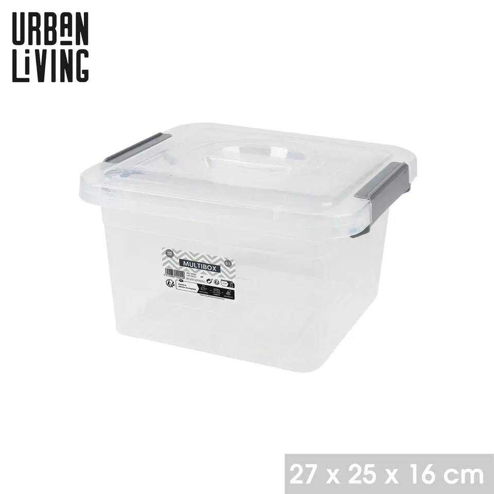 Urban Living Opberg box - 6L - 27x25x16 cm - deksel/clips
