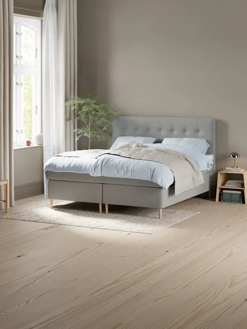 Kontinentalseng 90x200cm LYGNA + VOLA grå-23 Fast