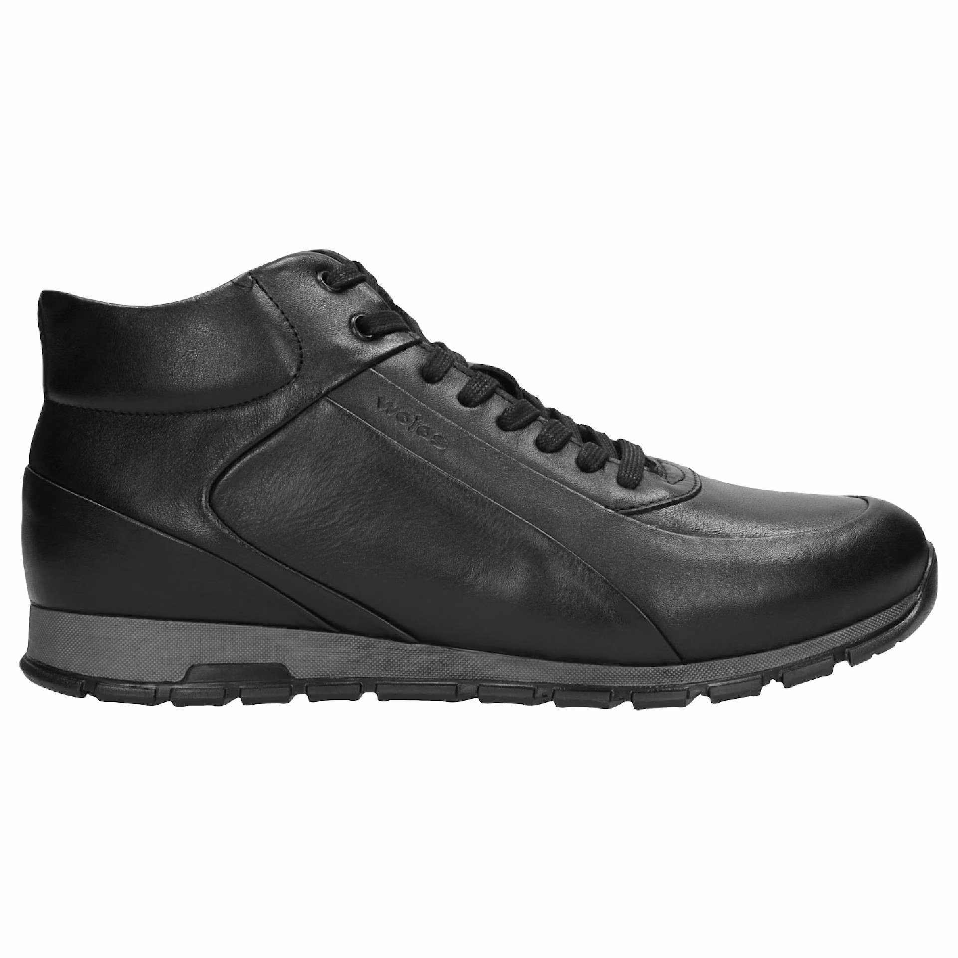 Czarne wysokie sneakersy męskie ze skóry licowej