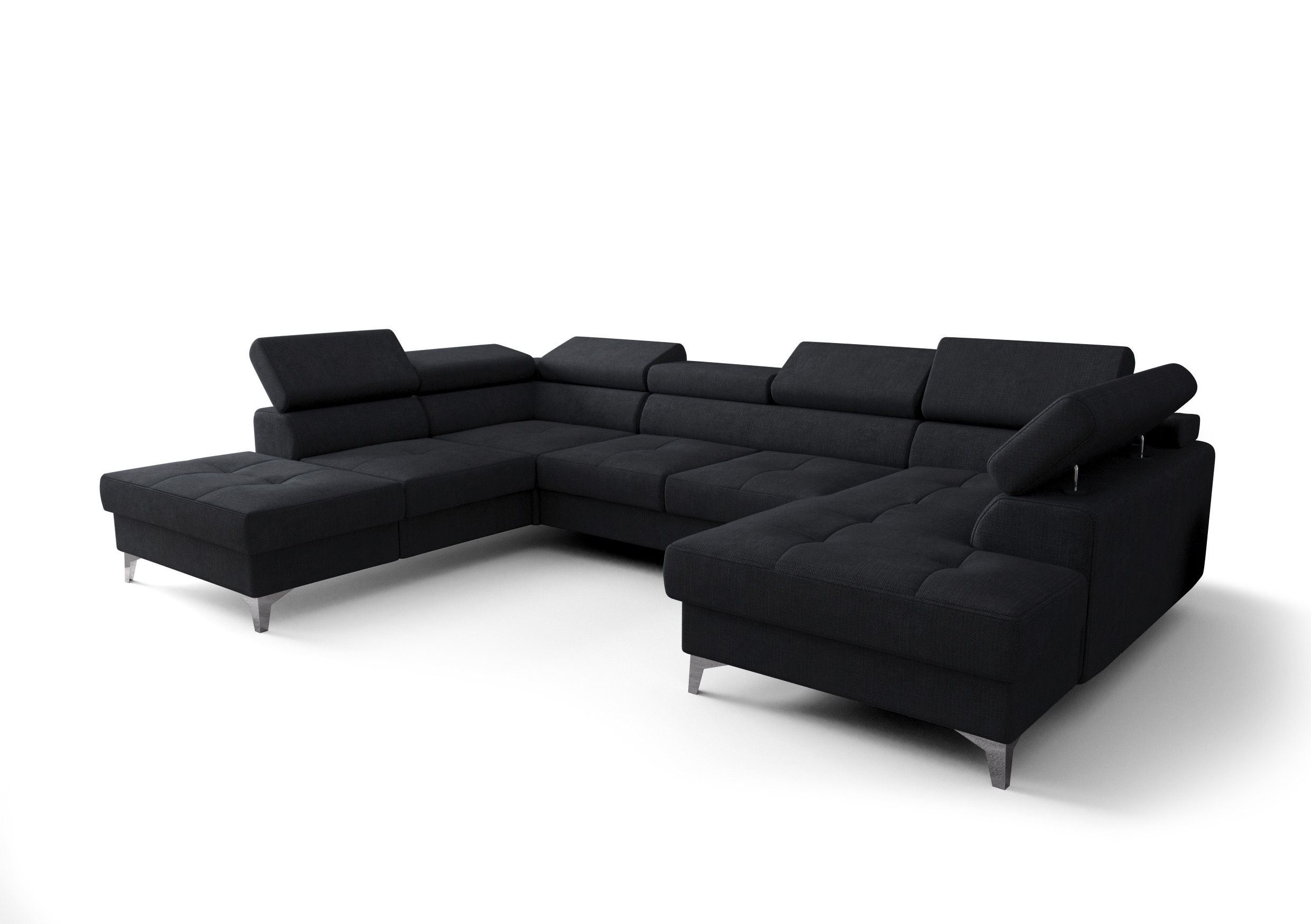 Elegancki narożnik w kształcie U 350x220x170 cm – Funkcja spania i pojemnik