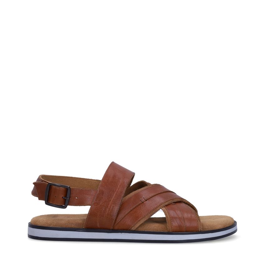 No Stress Cognac leren sandalen
