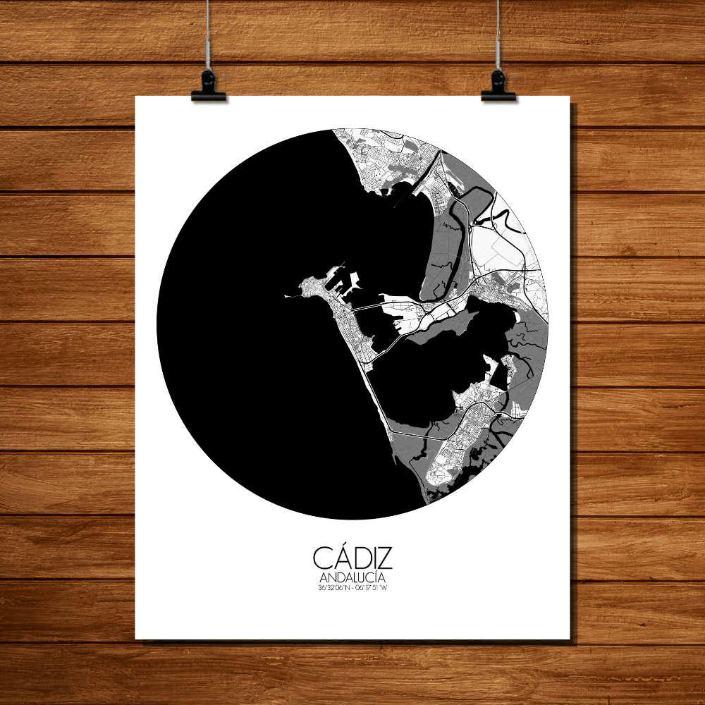 - Affiche Cadix Carte ronde 40x50