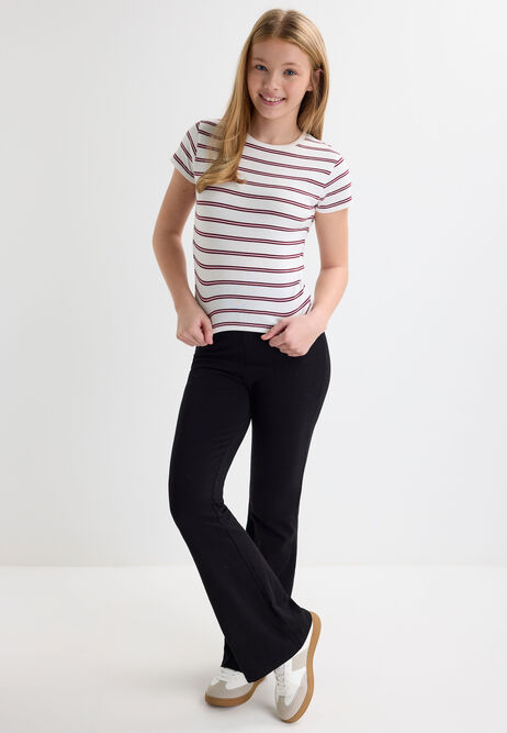 Older Girls Burgundy Stripe Top