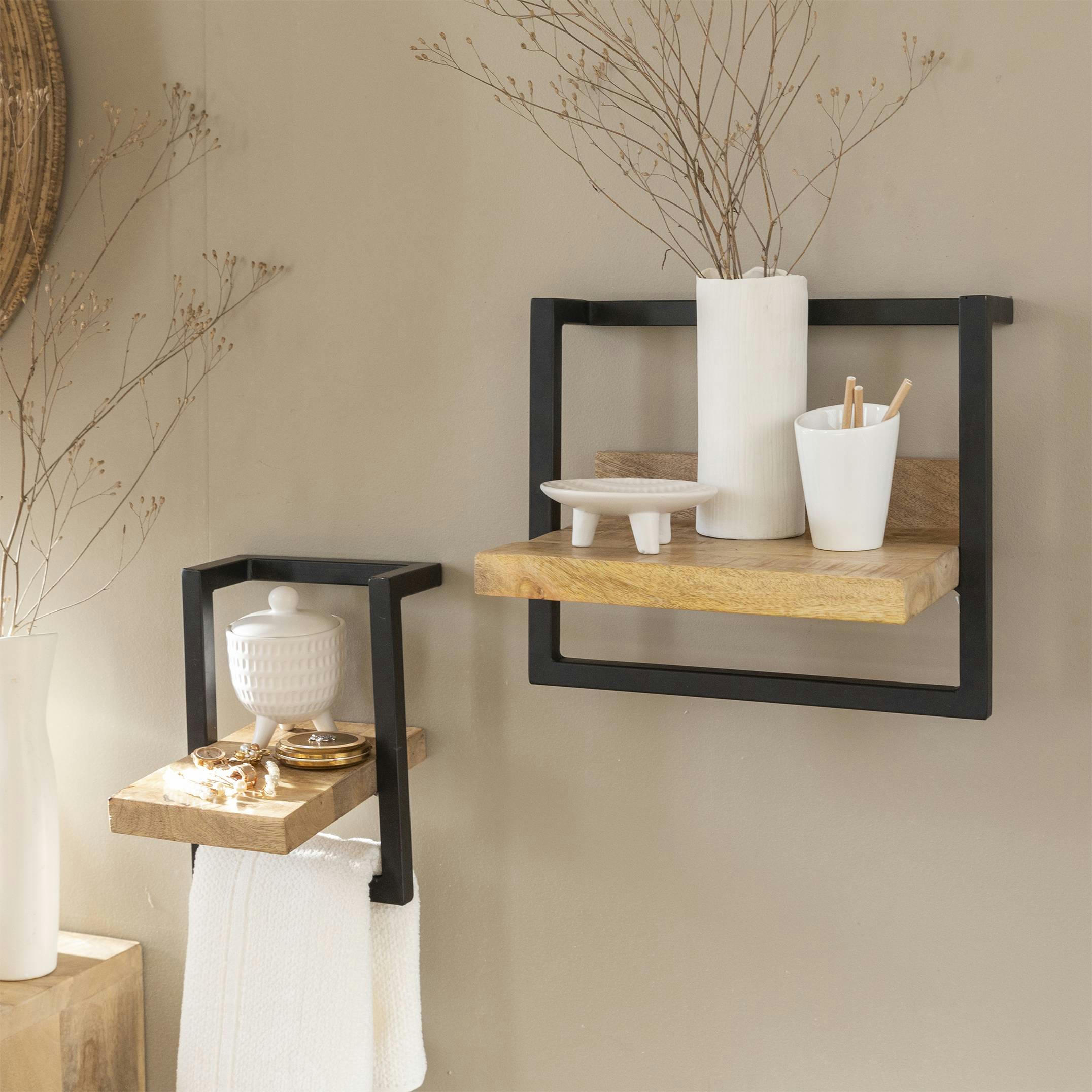 JOIE - Etagère en bois noir 20 cm