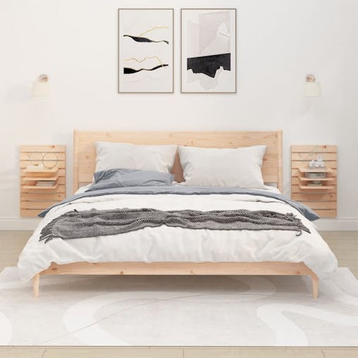 NNEVL Wall-mounted Bedside Shelves 2 pcs Solid Wood Pine