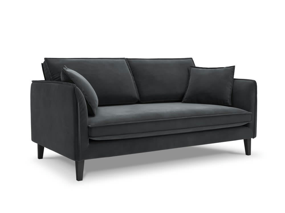 PROVENCE - Canapé 3 places en velours gris foncé