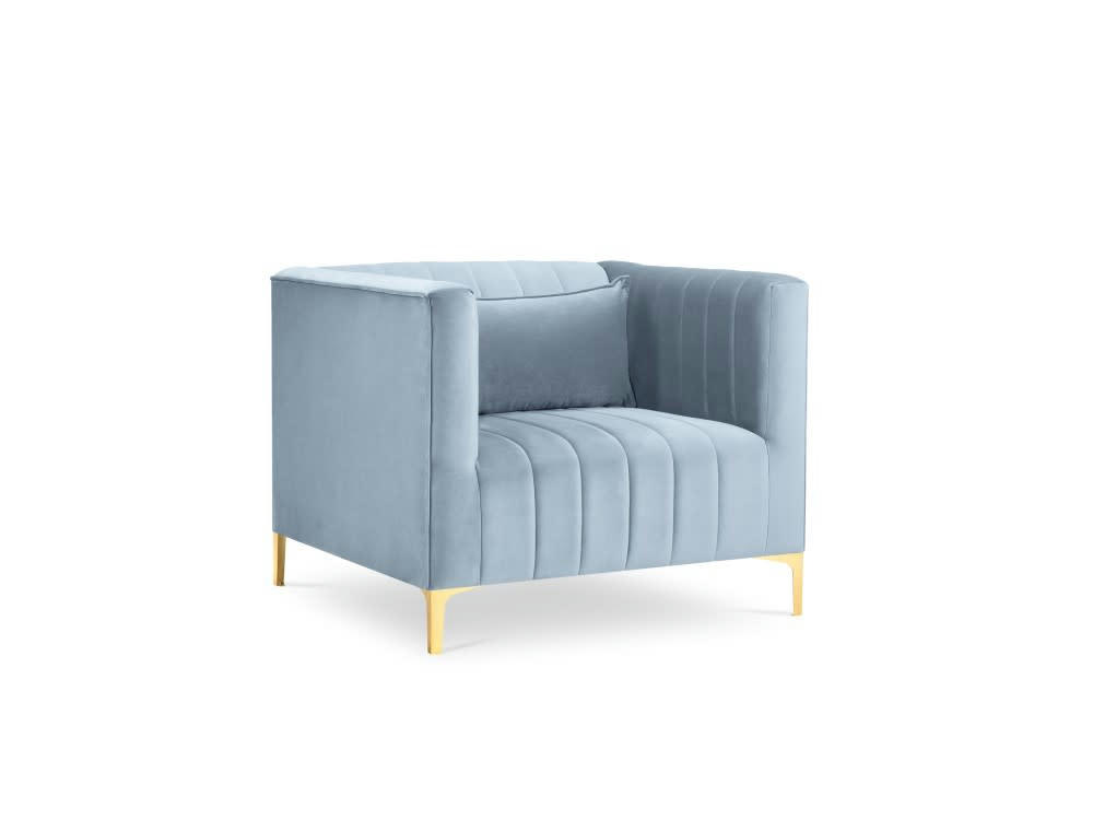ANNITE - Fauteuil en velours bleu clair