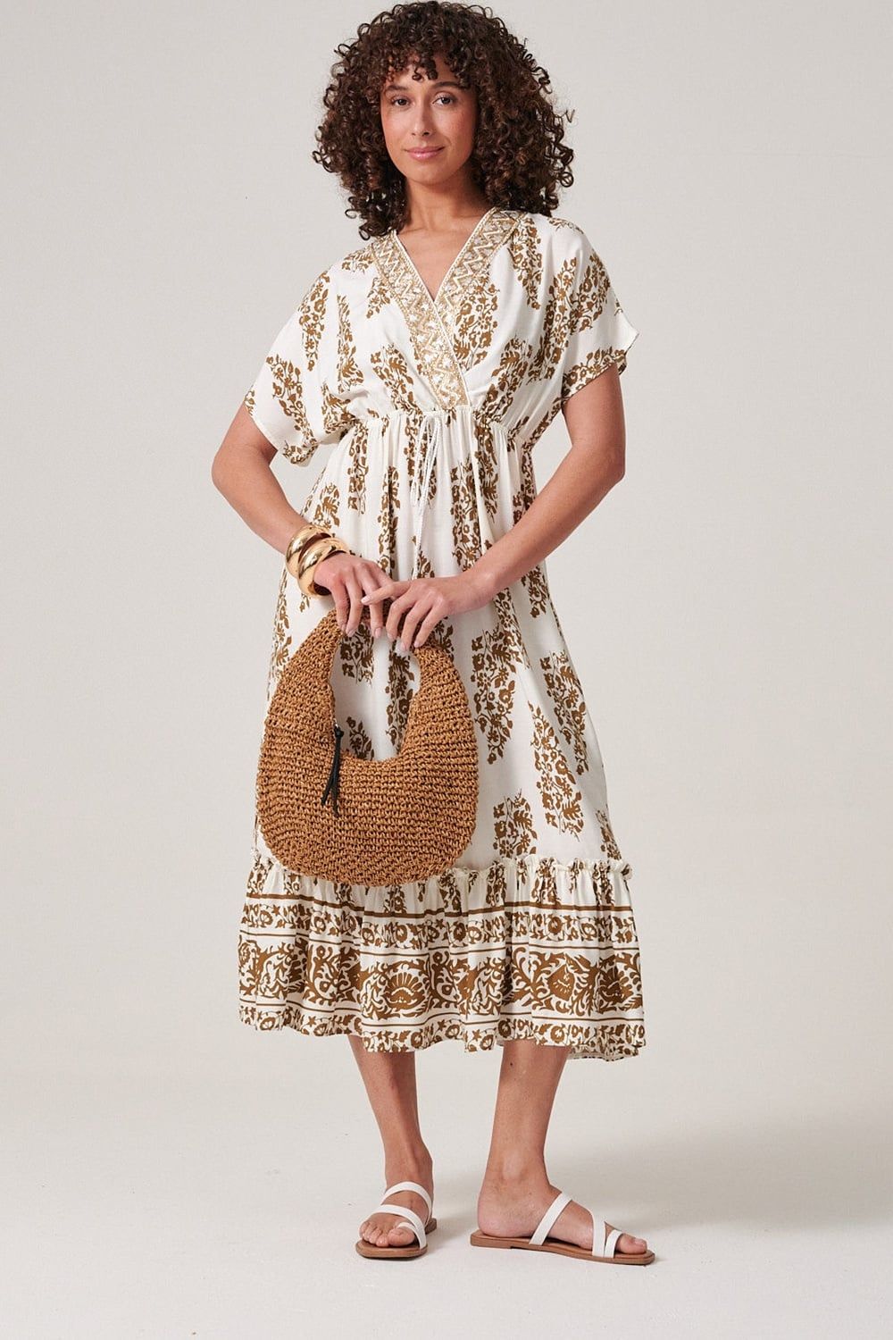 Klass. Embellished Printed Midi Dress
