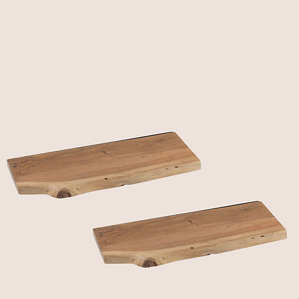 Etagère murale rectangulaire en bois d'acacia L70 (lot de 2) acacia naturel- EDGAR