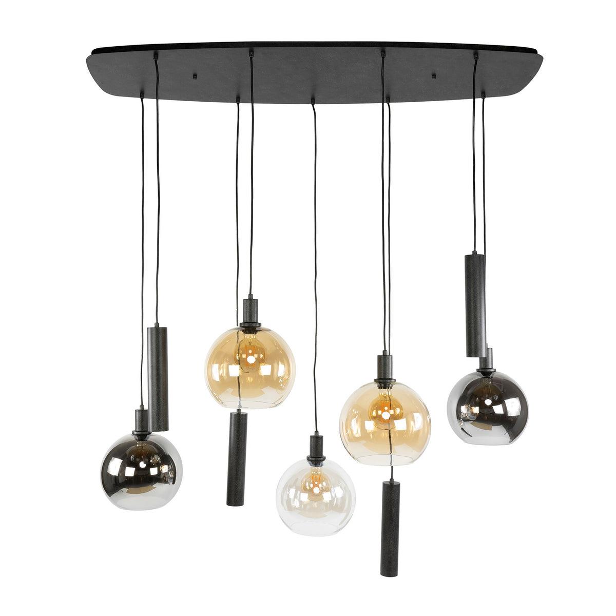 Giga Meubel Hanglamp Sfera - Zwart - 9-Lichts - 130x60x150cm