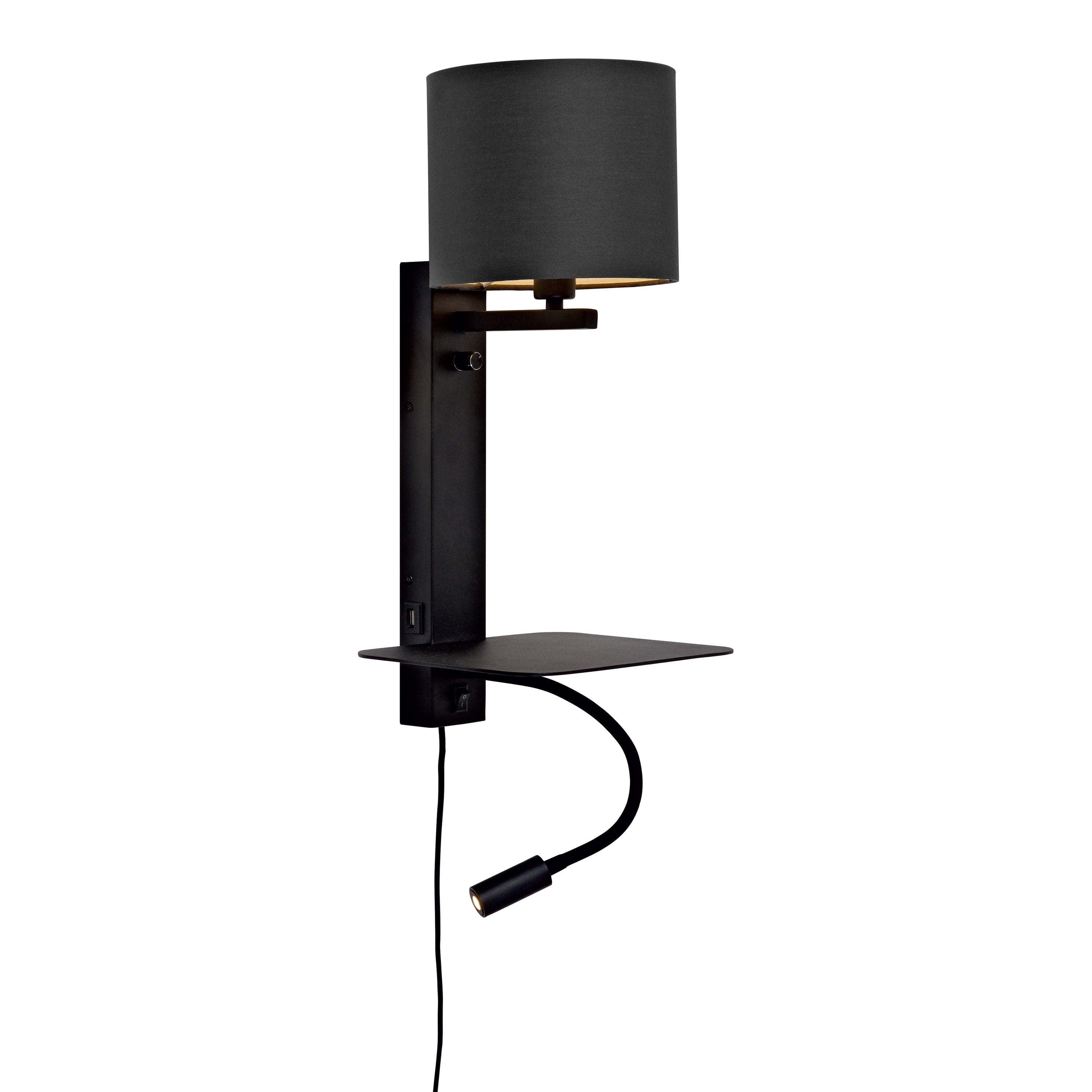 it's about RoMi Florence Wandlamp met Leeslamp - Zwart / Zwart