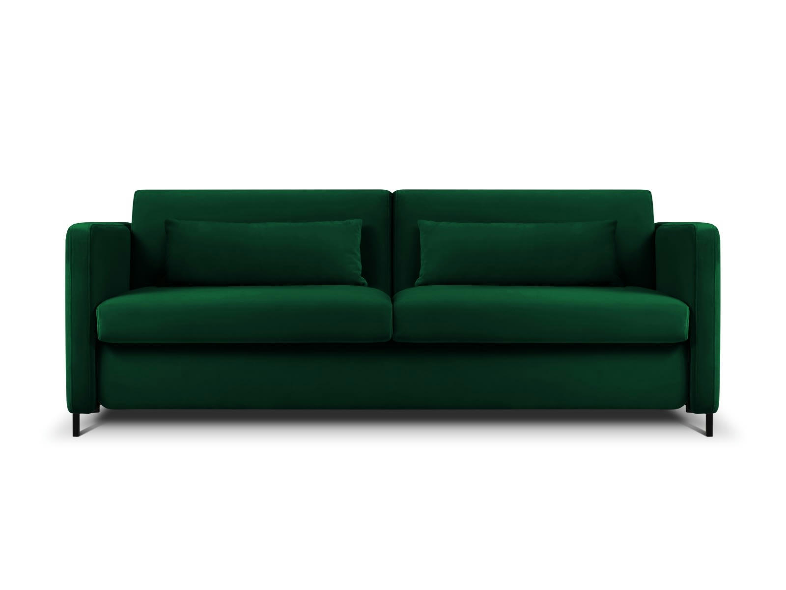 YANIS - Canapé Convertible 3 places en Velours Vert Bouteille