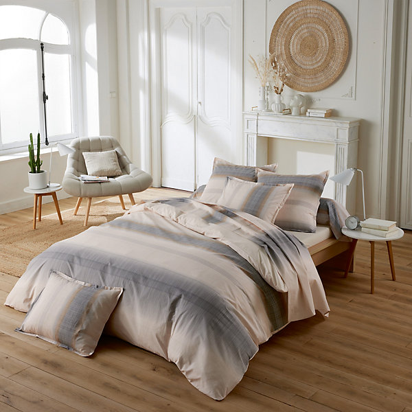 Housse de couette 200x200 cm percale coton ESTEBAN Beige