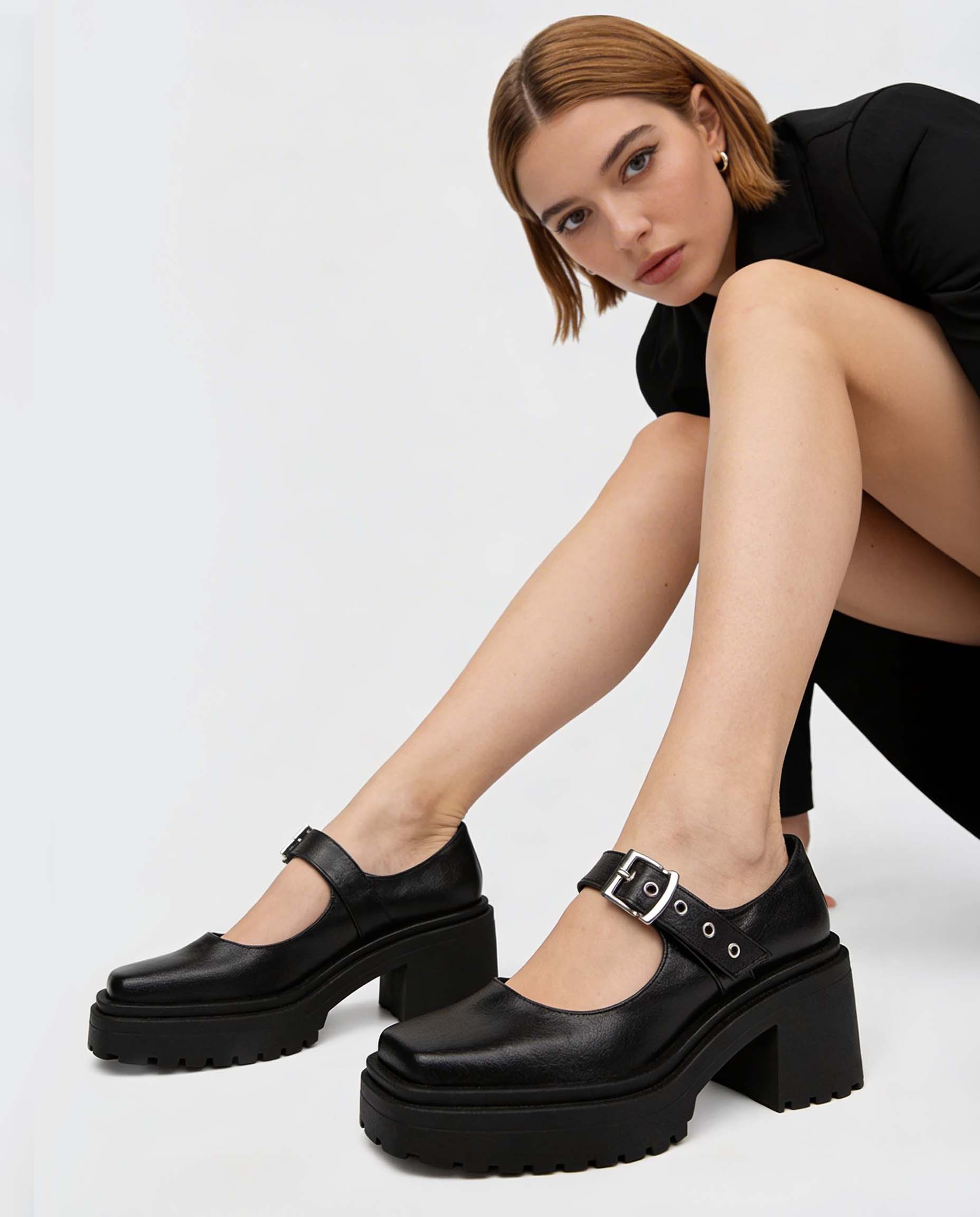 BOHEMA - Squared Pumps, ze skóry roślinnej, polska rodzinna marka