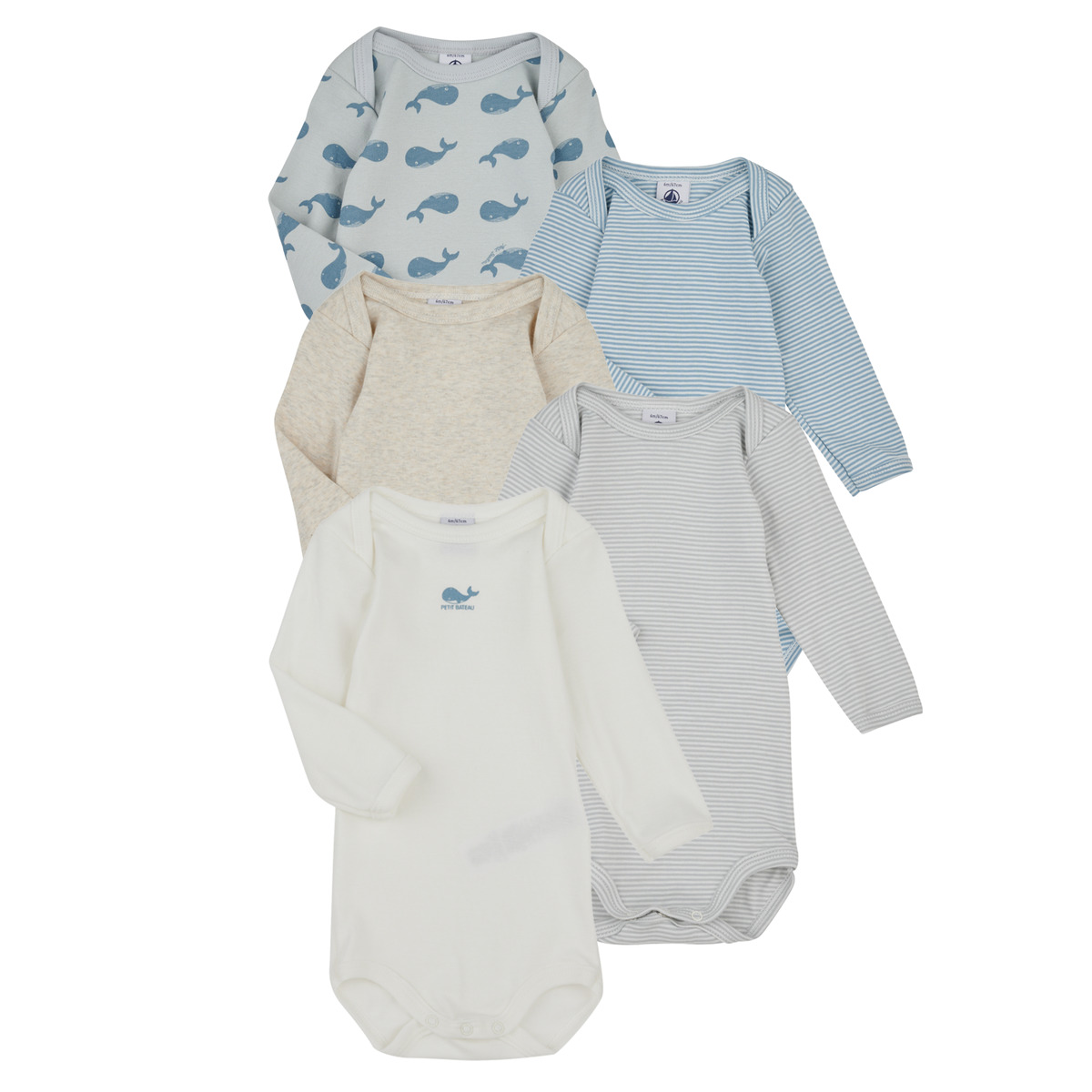 Petit Bateau - LOT BODIES X5 - Grey / Beige