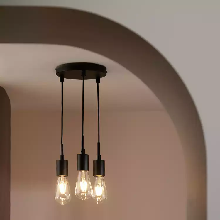 Habitat Lockie Metal 3 Light Cluster Pendant Light - Black