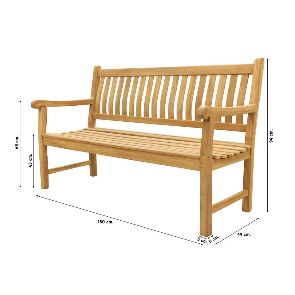 VDG Teakhouten tuinbank Patrick - 150 cm