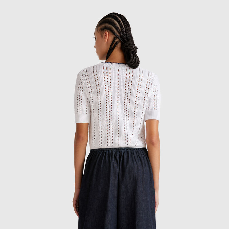 Cropped perforated cardigan