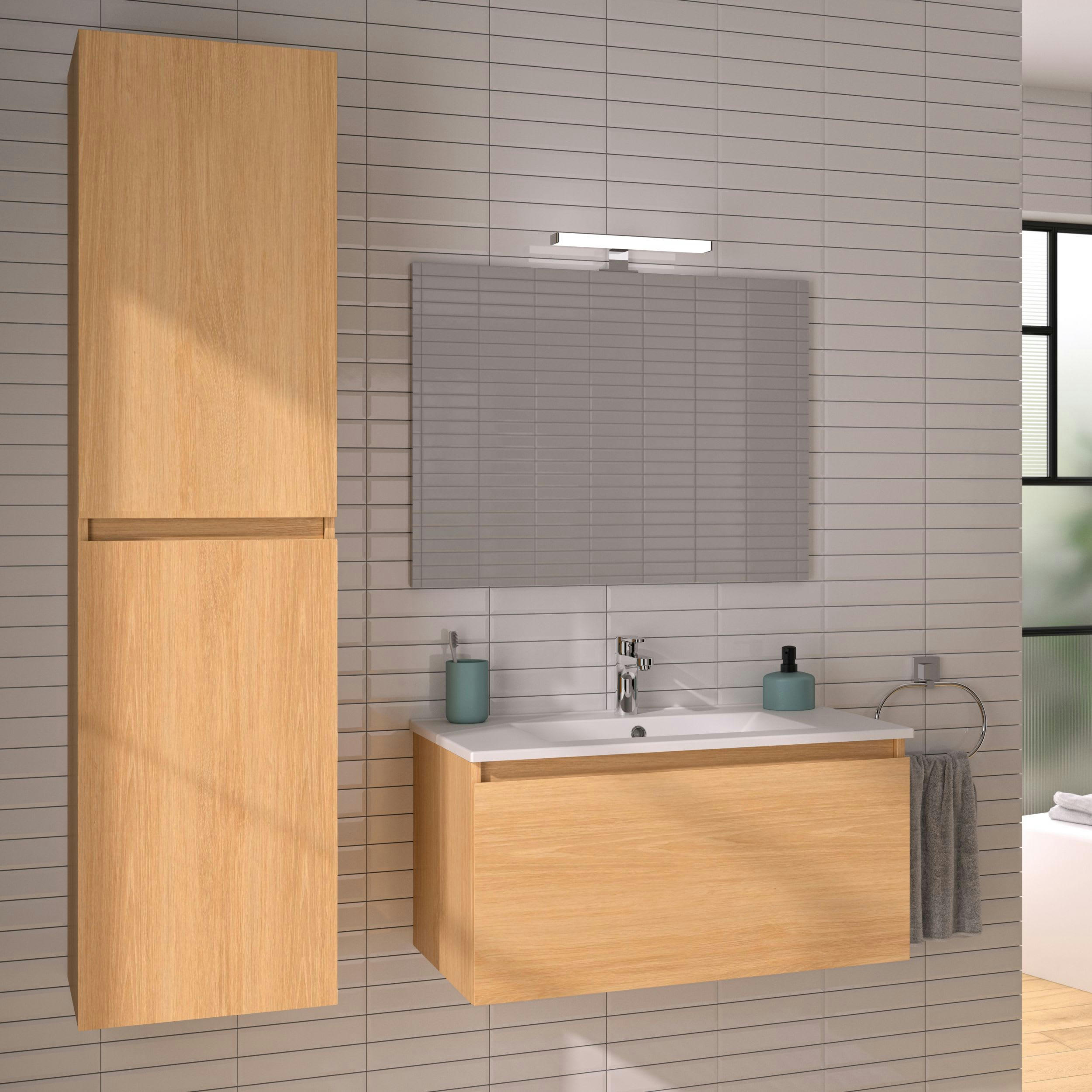 SINGLE - Colonne de salle de bain avec rangement  Chêne Atlas