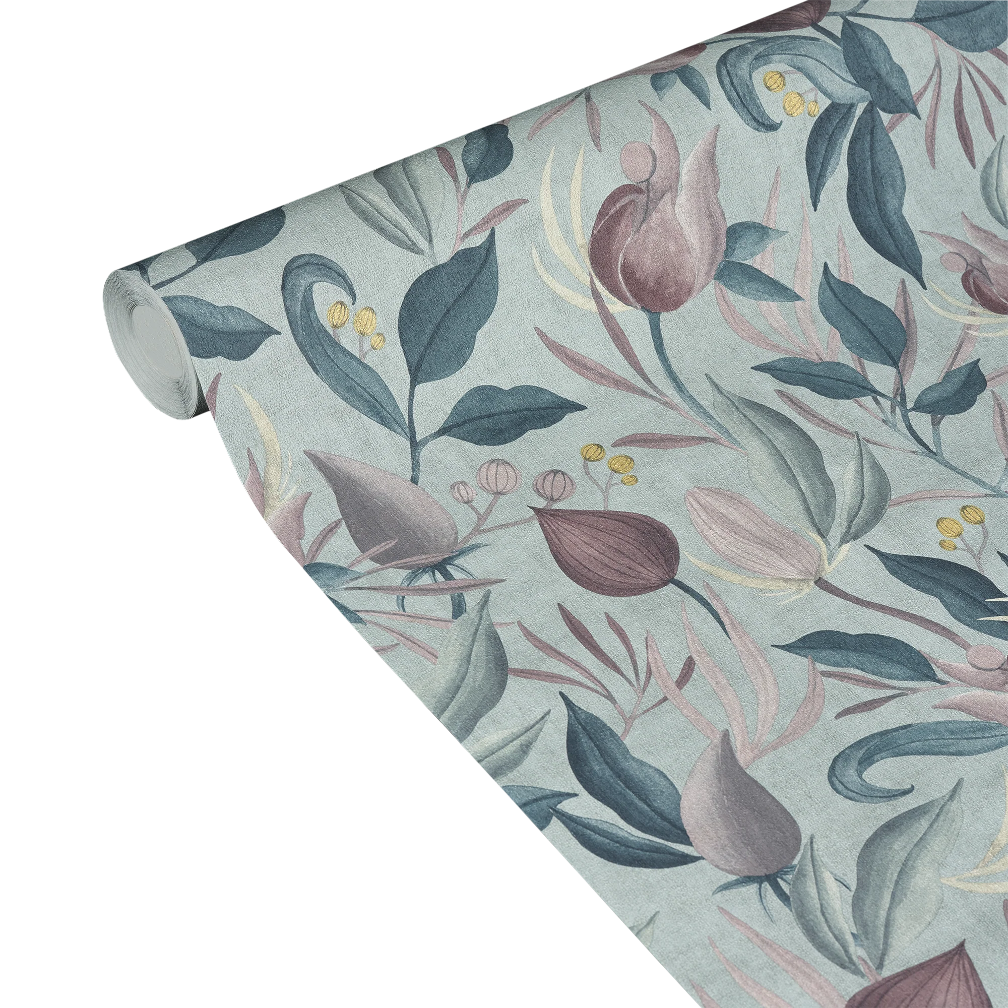 CosmoLiving Papier peint intissé STILL BLOOM bleu océan et rose parme