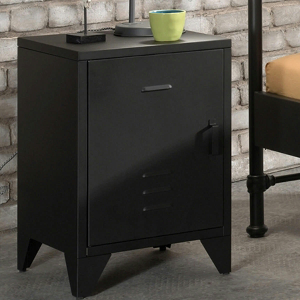 BRONXX - Table de chevet 1 porte noir