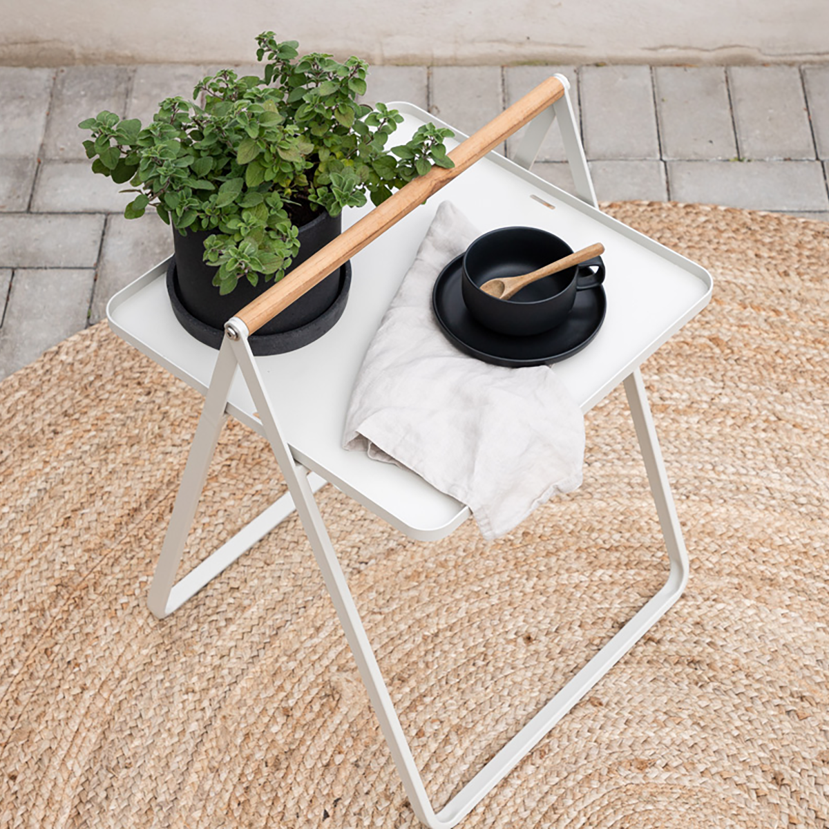 Nest outdoor Ylva metalen tuin bijzettafel beige - 45 x 45 cm