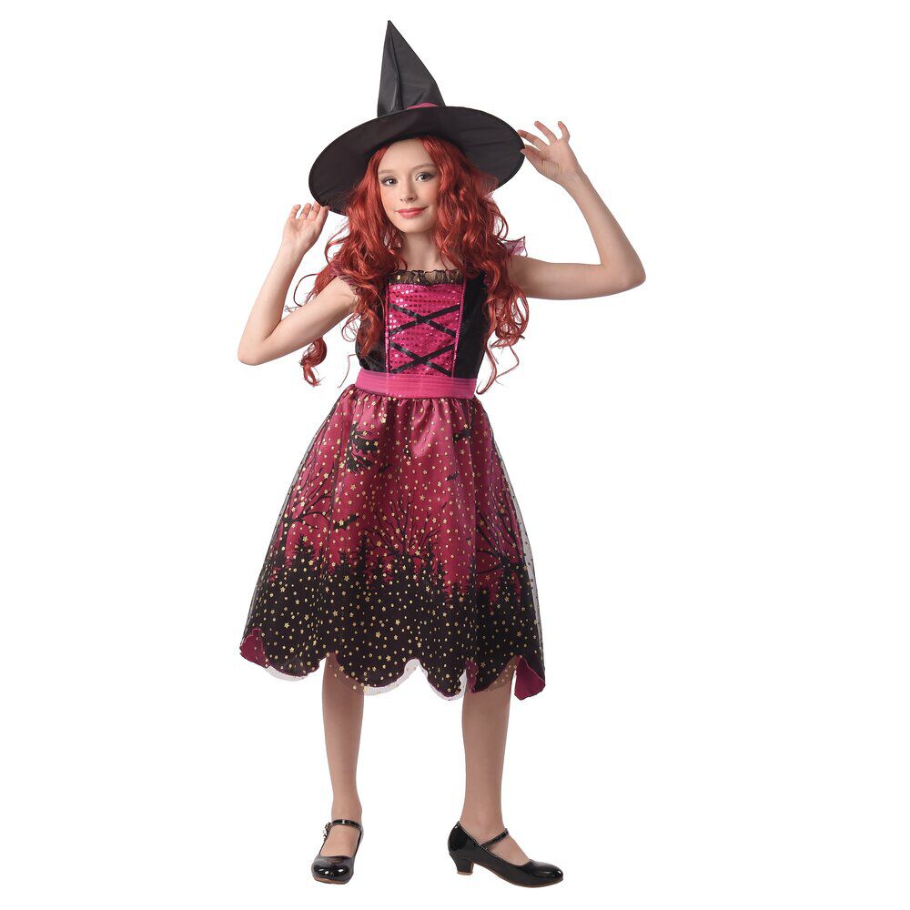 Déguisement enfant sorcière à paillettes Halloween 7 à 10 ans