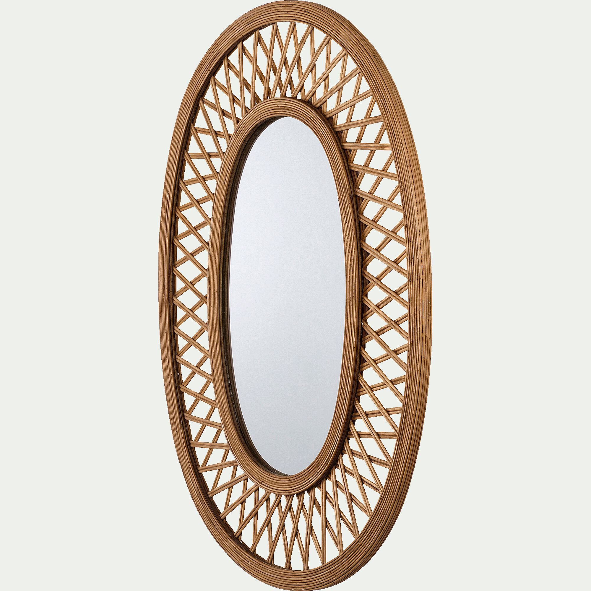 HAWAL - Miroir ovale cannage en bambou - naturel H81cm