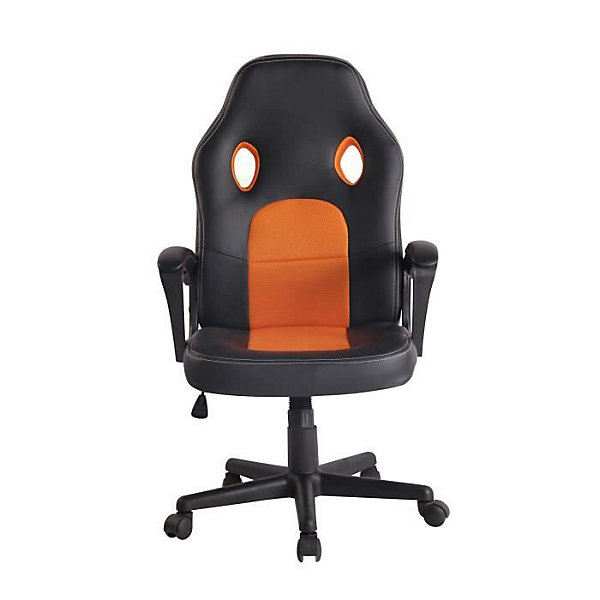 Chaise de bureau CLP Elbing similicuir noir orange réglable
